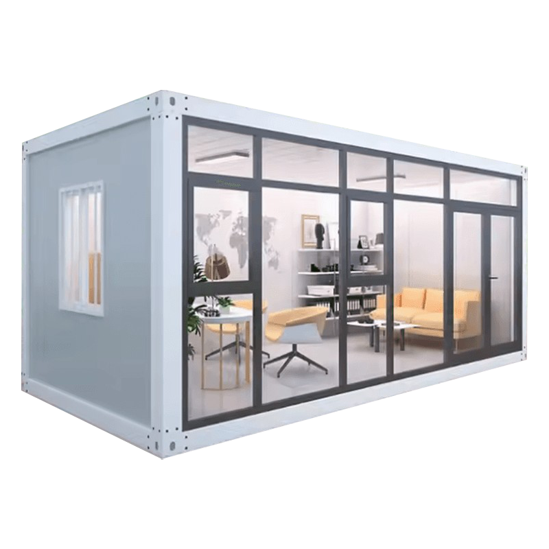 Kültéri egyrétegű üveg napozószoba bővítő előregyártott konténerház