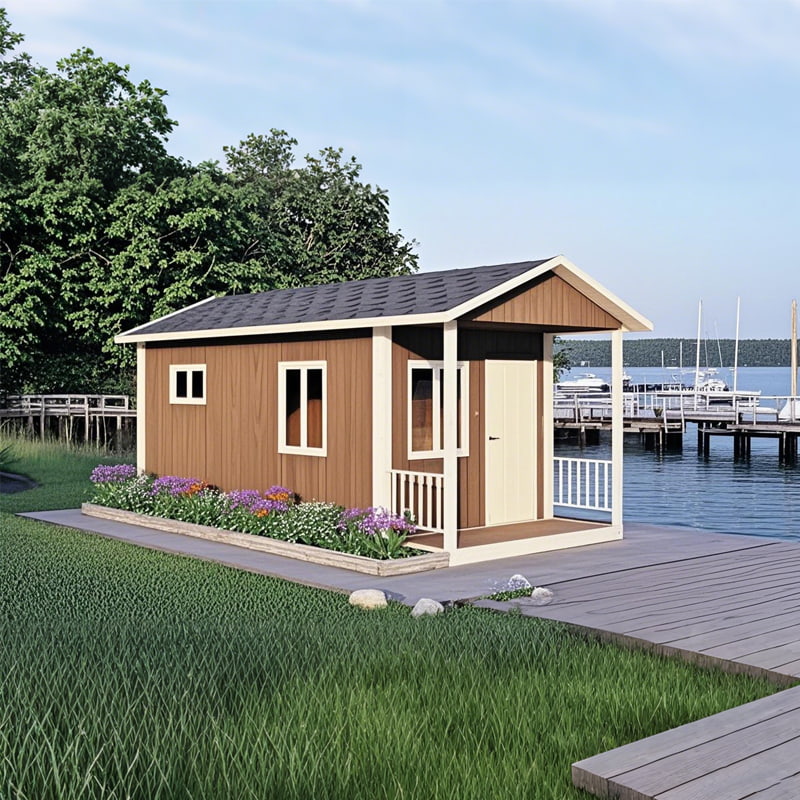 Hajtástetős levehető konténerház